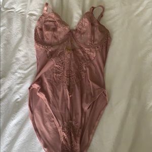 Mauve pink lace bodysuit